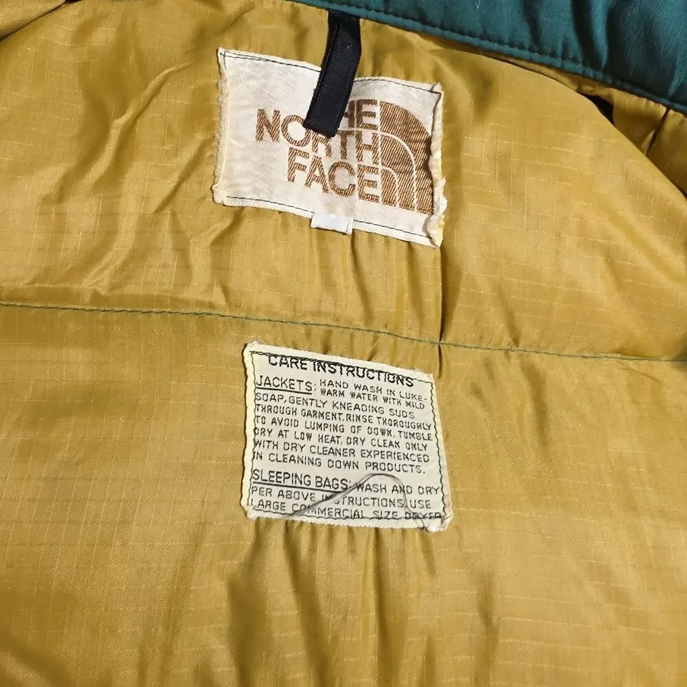 Vintage 70s 80s The North Face Quilted Puffer Green Jacket Brown Label Men's M